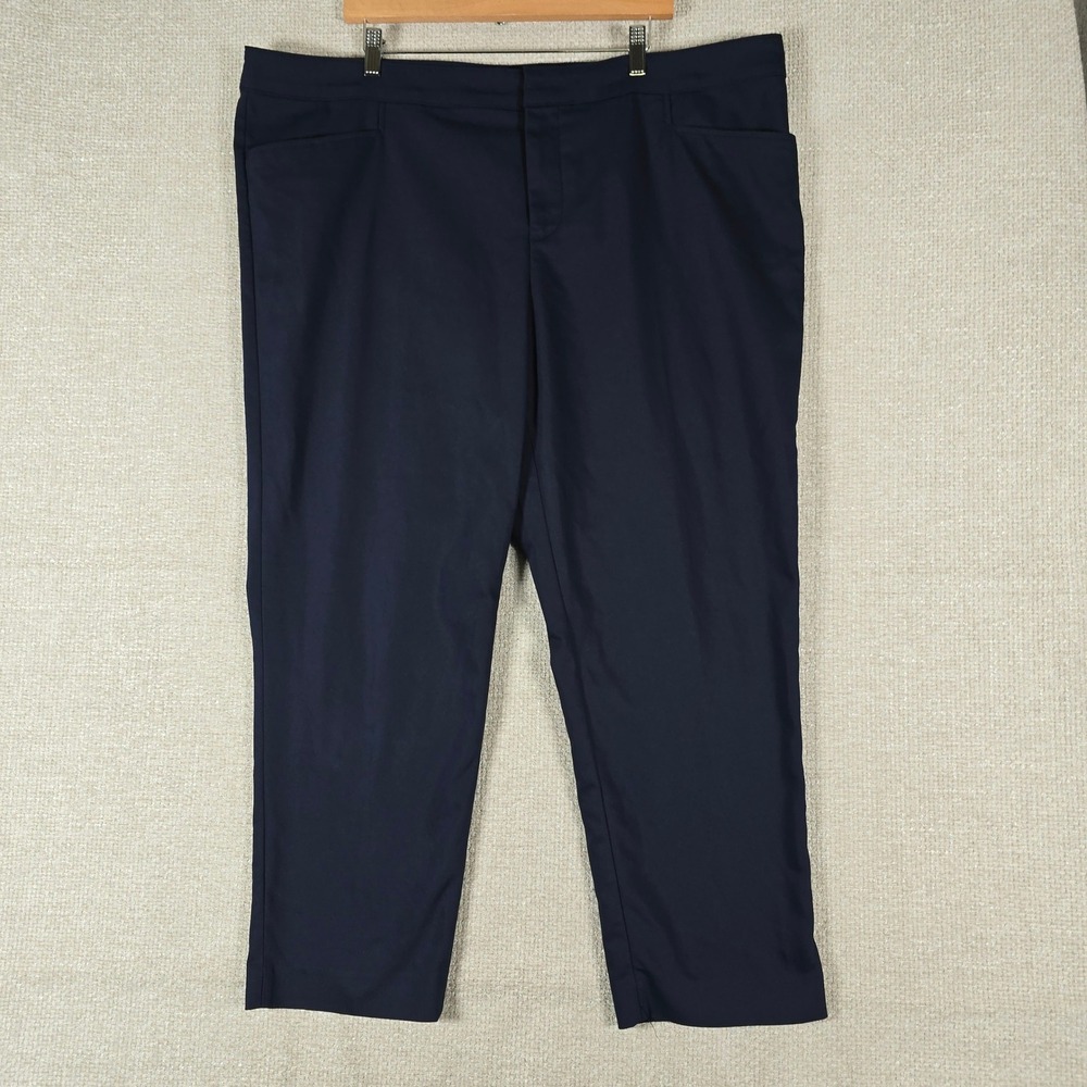 Chaps Womens 22W Navy Straight Leg Stretch Cotton Blend Dress Pants Trousers